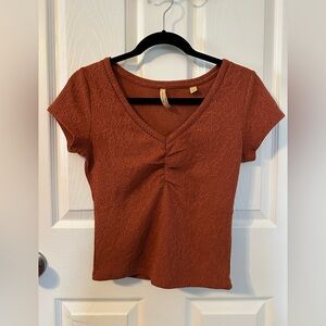 Shyanne Terracotta V-Neck Textured Top Size Small